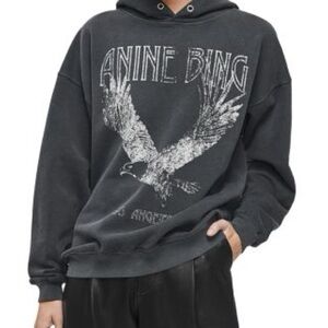 Anine Bing Black Hoodie with Eagle Graphic